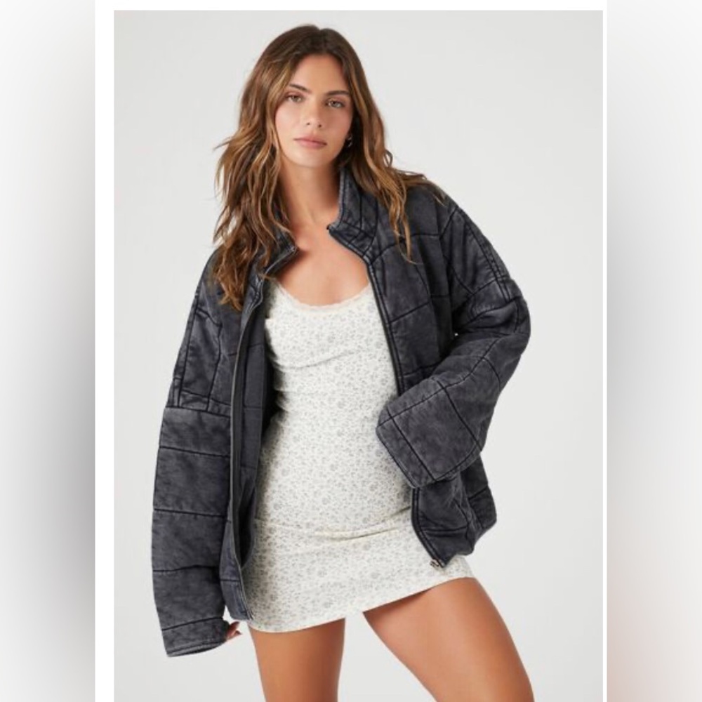 Quilted charcoal midweight jacket - L